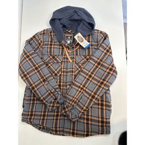 Legendary Outfitters Flannel Shirt Jacket Quilted Lined Fleece‎ Hood L Outdoors
